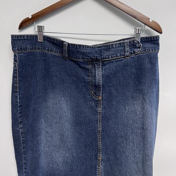 VTG 90s Y2K Paris Blues Denim Maxi Skirt Plus Size 23 3X Blue Stretch Hippie - Picture 3 of 11